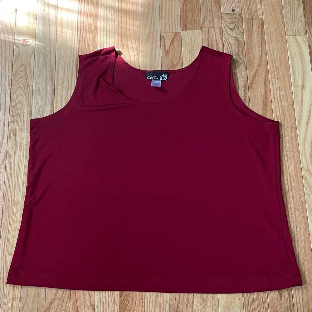 CSC Studio Top Womens 2X Red Sleeveless Blouse Minimalist Mature Modest